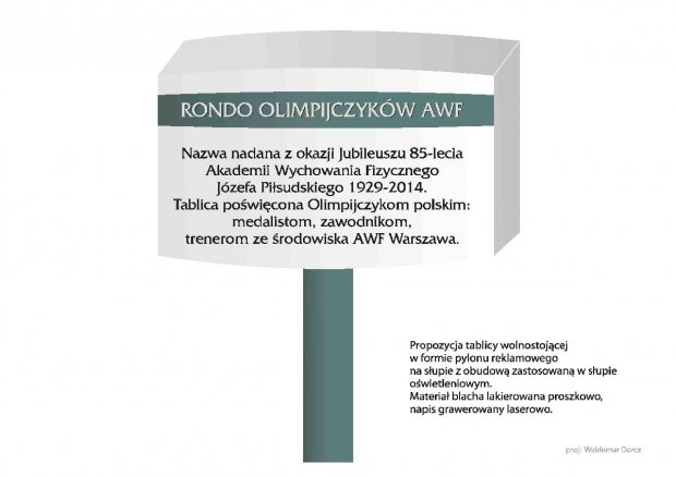 "Rondo Olimpijczyków AWF" tablica informacyjna