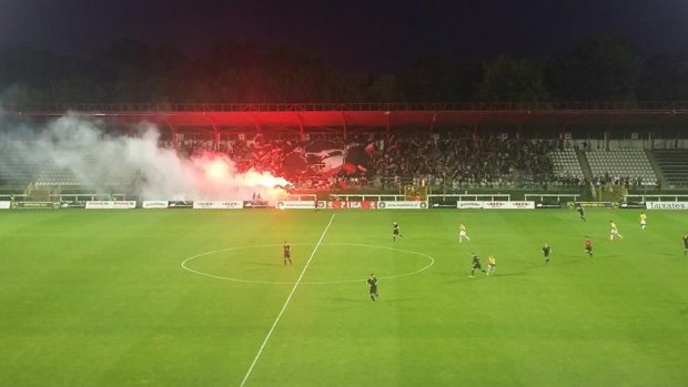 oprawa na trybunie Kamiennej