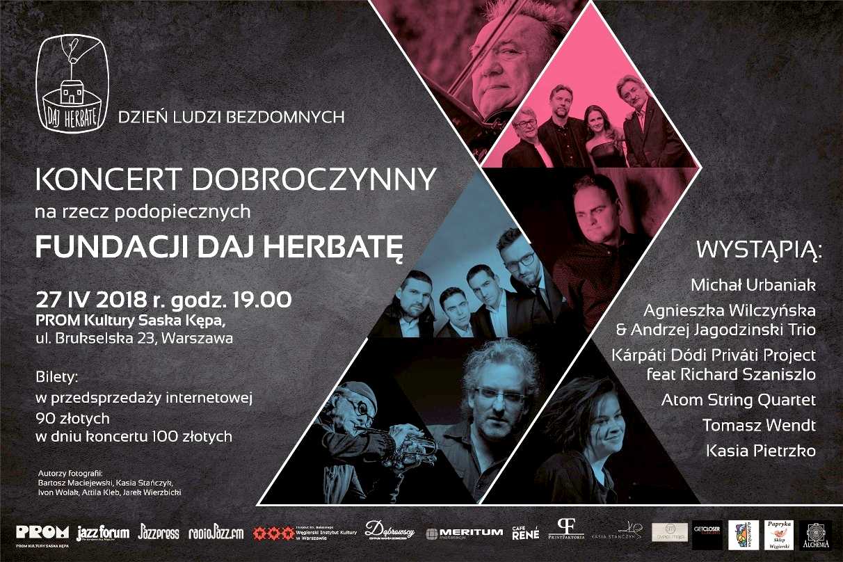 Plakat Jazz Forum koncertu dobroczynnego w PROMie Kultury na Saskiej Kępie