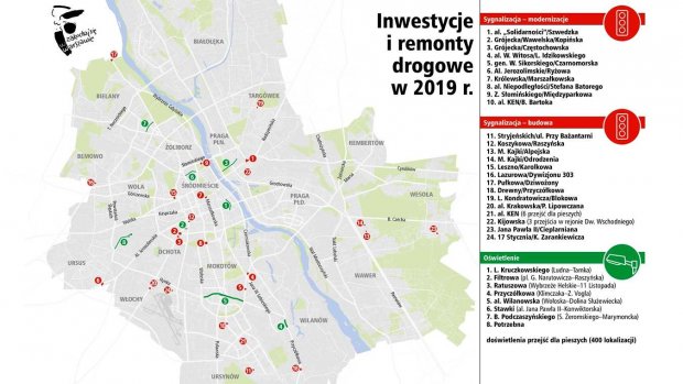 Inwestycje i remonty w 2019 roku - oświetlenie i sygnalizacje świetlne