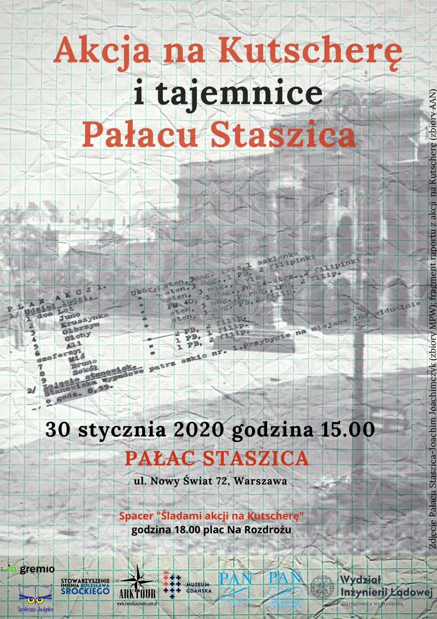 Akcja na Kutscherę i tajemnice Pałacu Staszica - plakat 2020