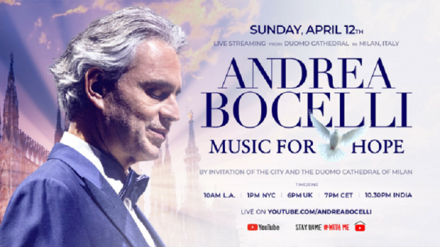 Andrea Bocelli plakat koncertu w Mediolanie
