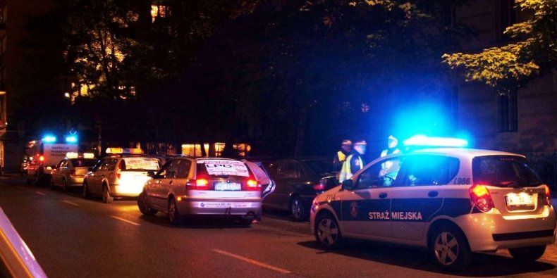 Nocna kontrola taksówek w Warszawie
