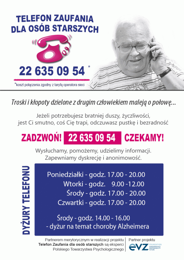 Plakat - Telefon Zaufania dla osób starszych