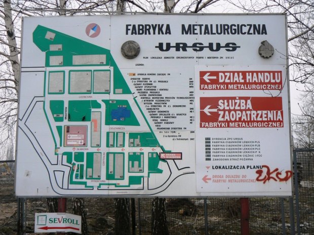 Fabryka Metalurgiczna Ursus - plan fabryki (zdjęcie z marca 2007 r.)