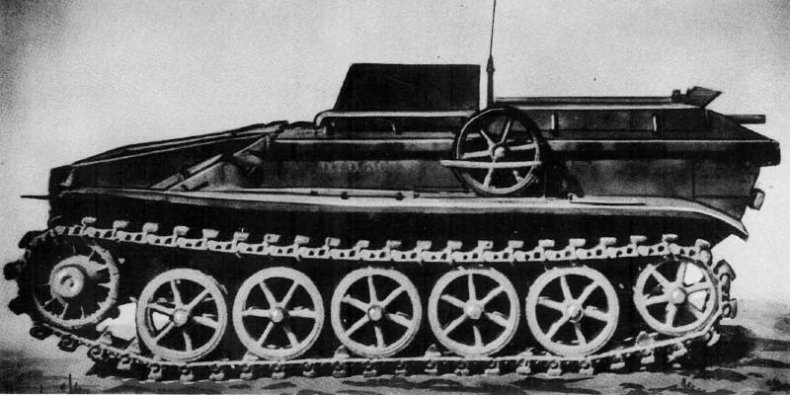 Czołg pułapka Schwerer Ladungsträger Borgward B IV. Waga 4 tony, ładunek wybuchowy - 360 kg, silnik spalinowy, sterowanie radiowe.