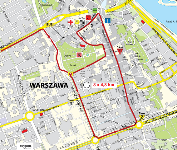 Tour de Pologne. Mapa dojazdu do mety i pętli w Warszawie.