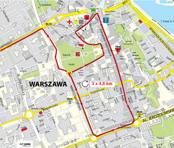 Tour de Pologne. Tour de Pologne. Mapa dojazdu do mety i pętli w Warszawie.