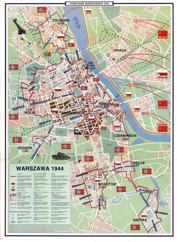 Mapa Powstania Warszawskiego - cała