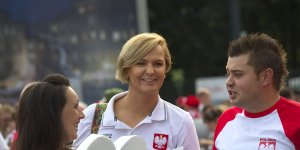 Otylia Jędrzejczak - kibice w drodze na Stadion Narodowy w Warszawie