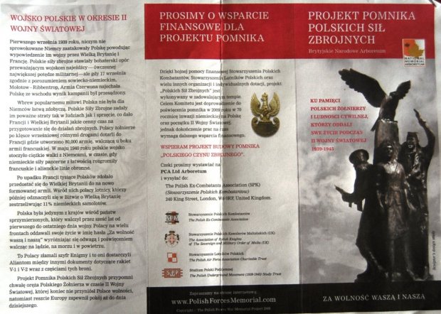 Pomnik Polskich Sił Zbrojnych - ulotka