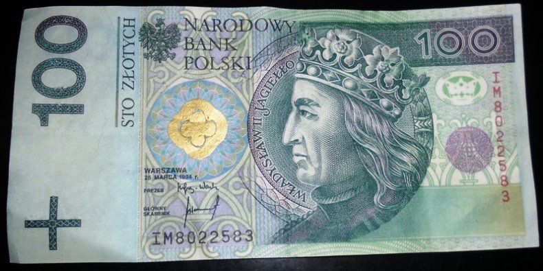 Fałszywy banknot 100 zł awers