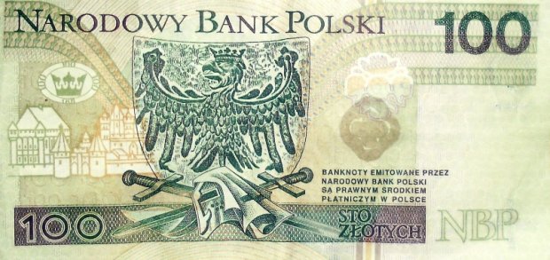 Fałszywy banknot 100 zł rewers