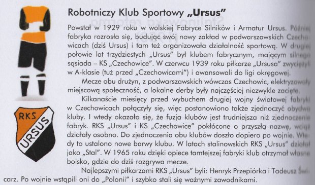 RKS Ursus - przedwojenny herb i barwy. Źródło: "Futbol dawnej Warszawy", Robert Gawkowski,  Wydawnictwa UW, 2013 r.