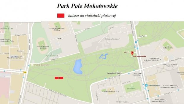 Mapa Pola Mokotowskiego/ Boiska do siatkówki plażowej