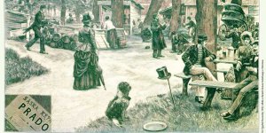 Saska Kępa - lata 80. XIX wieku. Drzeworyt według Rysunku Aleksandra Gierymskiego