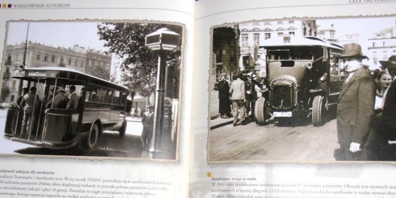 Autobus Samua - pierwsza marka jaka służyła warszawiakom. Z lewej na pl. Zbawiciela z prawej na pl. Teatralnym
