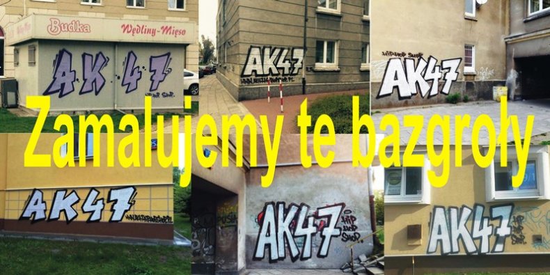 Zamalowywanie bazgrołów AK47 (nielegalnego graffiti) - w sobotę akcja stowarzyszenia Wola Zmian i fundacji Jeden Muranów (szukaj w propozycjach weekendowych - spotkania)