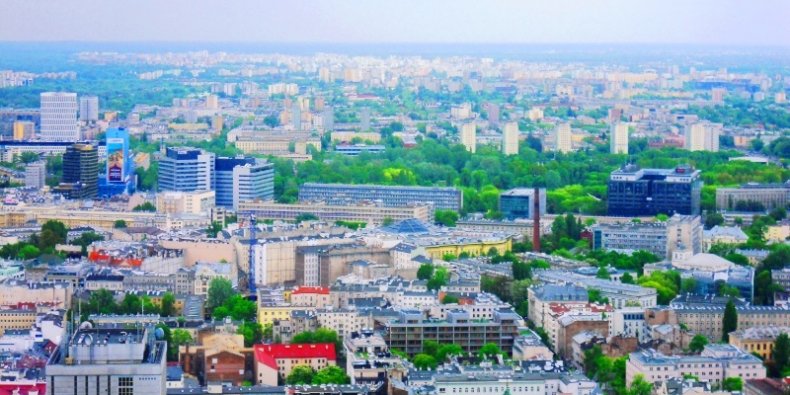 Widok na Śródmieście Południowe i Mokotów z PKiN