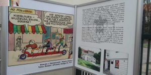Ekspozycja przed Muzeum Karykatury w Warszawie