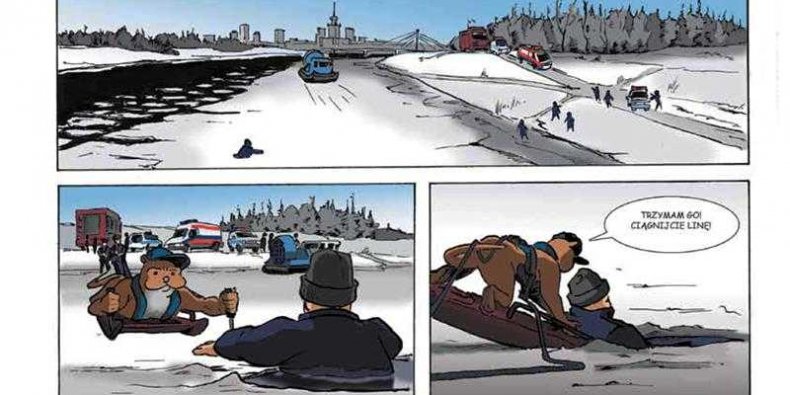 Przestroga - fragment komiksu edukacyjnego Komisariatu Rzecznego Policji w Warszawie p.t. "Kapitan Wyderka"