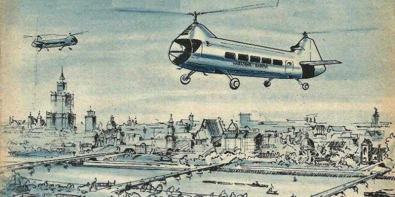 Port Śmigłowcowy w Warszawie? Wizja z 1954 roku (Skrzydlata Polska)