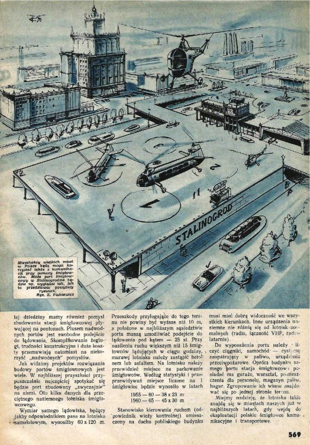 Artykuł "Porty śmigłowcowe" str 2. Skrzydlata Polska, nr 36 (166) z 5 IX 1954 r.
