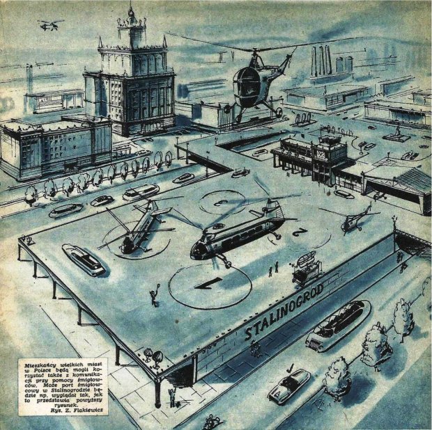 Stalinogród (Katowice) projekt portu śmigłowcowego