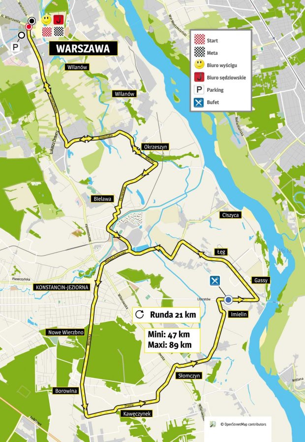 Mapa trasy Warszawa w Wilanowie