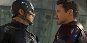 Chris Evans (Kapitan America) i Robert Downey Jr. (Iron Man). Kapitan America: Wojna Bohaterów