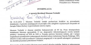 Interpelacja radnej Aleksandry Sheybal-Rostek w sprawie Muzeum Techniki z dnia 23.06.2016 nr 1341