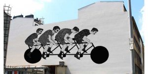 Mural "Cykliści" - Autor: Alicja Biała , adres: Ogrodowa 65