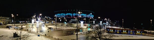 Iluminacje na Pradze - Rondo Waszyngtona i Stadion Narodowy