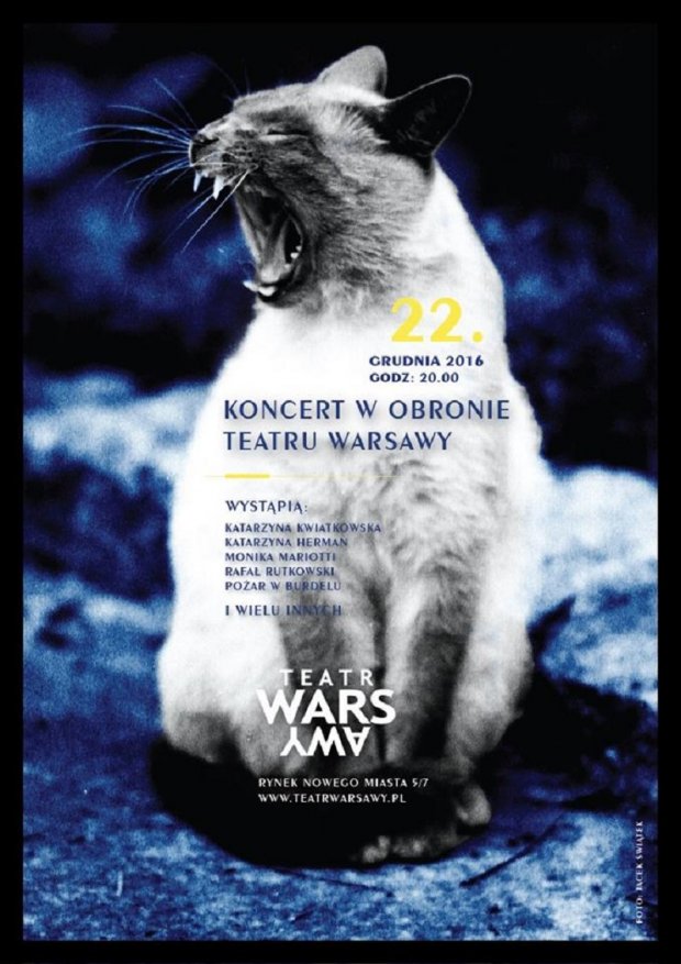 Plakat reklamujący koncert w obronie Teatru WARSawy