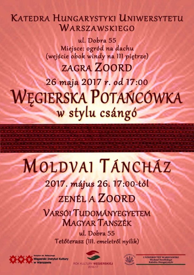 Plakat - Dzień Węgierski na Uniwersytecie Warszawskim