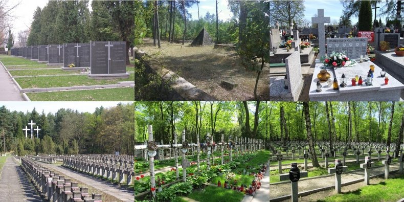 Zdjęcie kilku cmentarzy wojennych