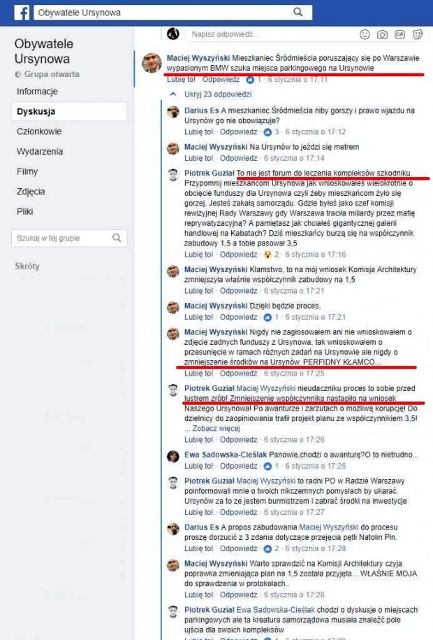 Wyszyński vs Guział na FB