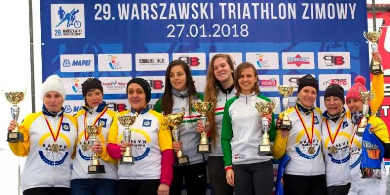29 Warszawski Triathlon Zimowy - Zażółcone podium czyli KAMYKI Radzymin na pudle.