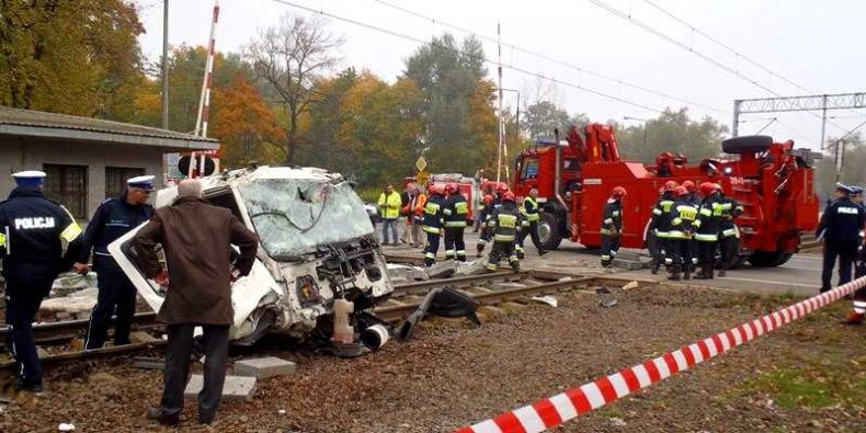 Przejazd kolejowy w Rembertowie - wypadek 12 X 2012 r.
