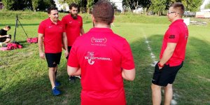 Rugby Skra Warszawa - część sesji zdjęciowej przed treningiem
