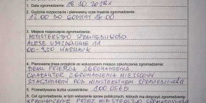 Zawiadomienie o zgromadzeniu str. 1 - protest taksówkarzy