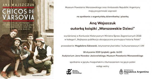 Zaproszenie na spotkanie z argentyńska autorka książki "Dzieci z Warszawy"