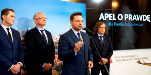 Prezydenci miast. Od lewej: Piotr Grzelak wiceprezydent Gdańska, Jacek Jaśkowiak prezydent Poznania, Rafał Trzaskowski prezydent Warszawy i Jacek Karnowski prezydent Sopotu
