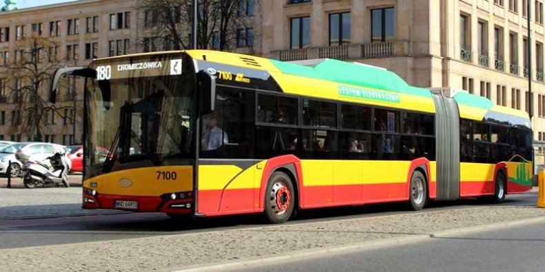 Elektryczny Solaris przegubowy - Miejskich Zakładów Autobusowych w Warszawie