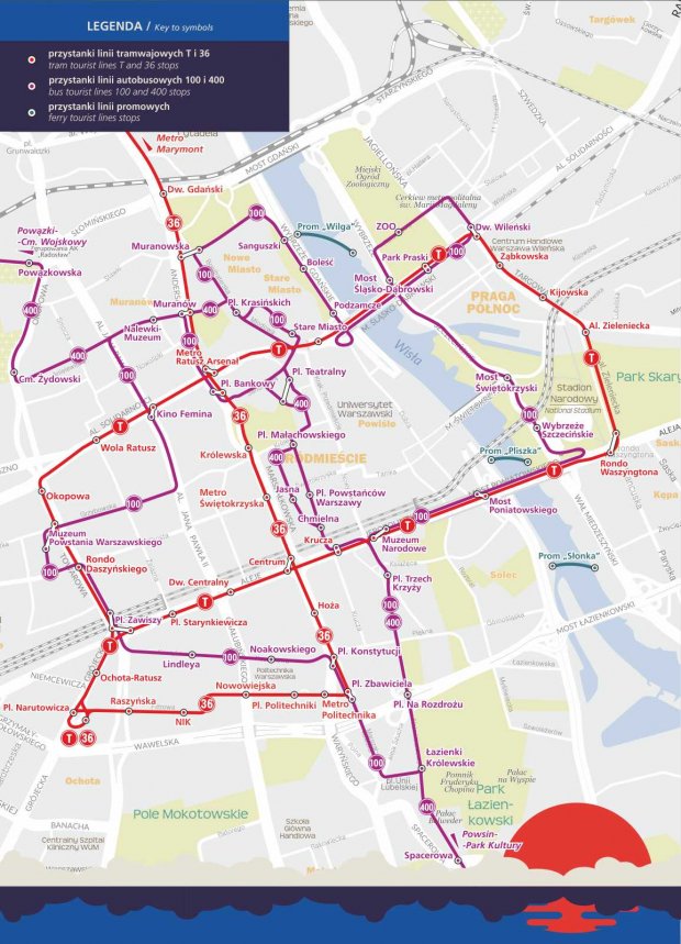 Warszawskie Linie Turystyczne 2019 - mapa