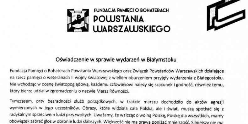 Część oświadczenia w sprawie wydarzeń w Białymstoku