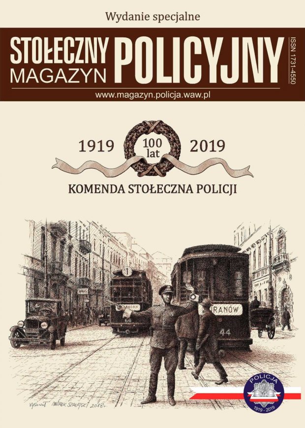 Stołeczny Magazyn Policyjny wydanie specjalne lipiec 2019 - okładka, rys. Marek Szałajski, 2018