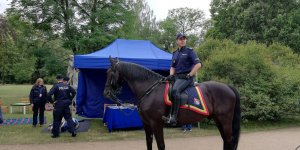 Piknik Komendy Stołecznej Policji w 100. rocznicę utworzenia Policji Państwowej - warszawska policja konna w odwiedzinach u policjantów rzecznych