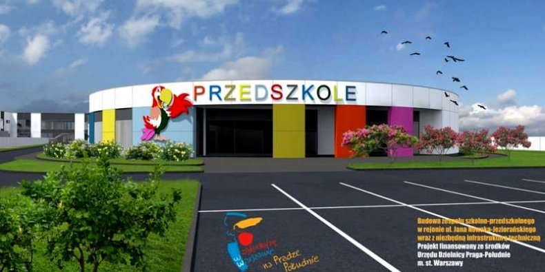 Wizualizacja nowego zespołu szkolno-przedszkolnego na Gocławiu