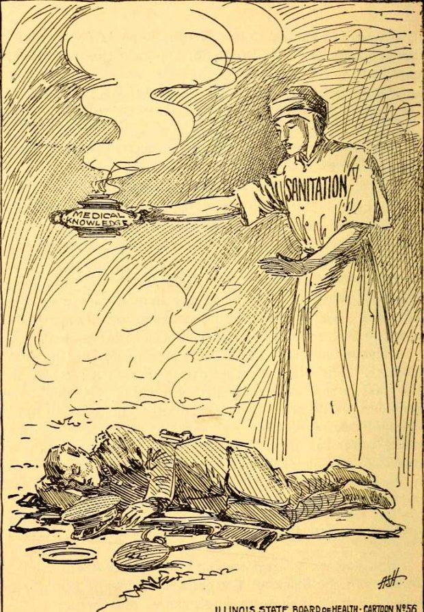 Alegoria zarazy dotykającej żołnierza, 1918 r. Żródło: wiki commons.